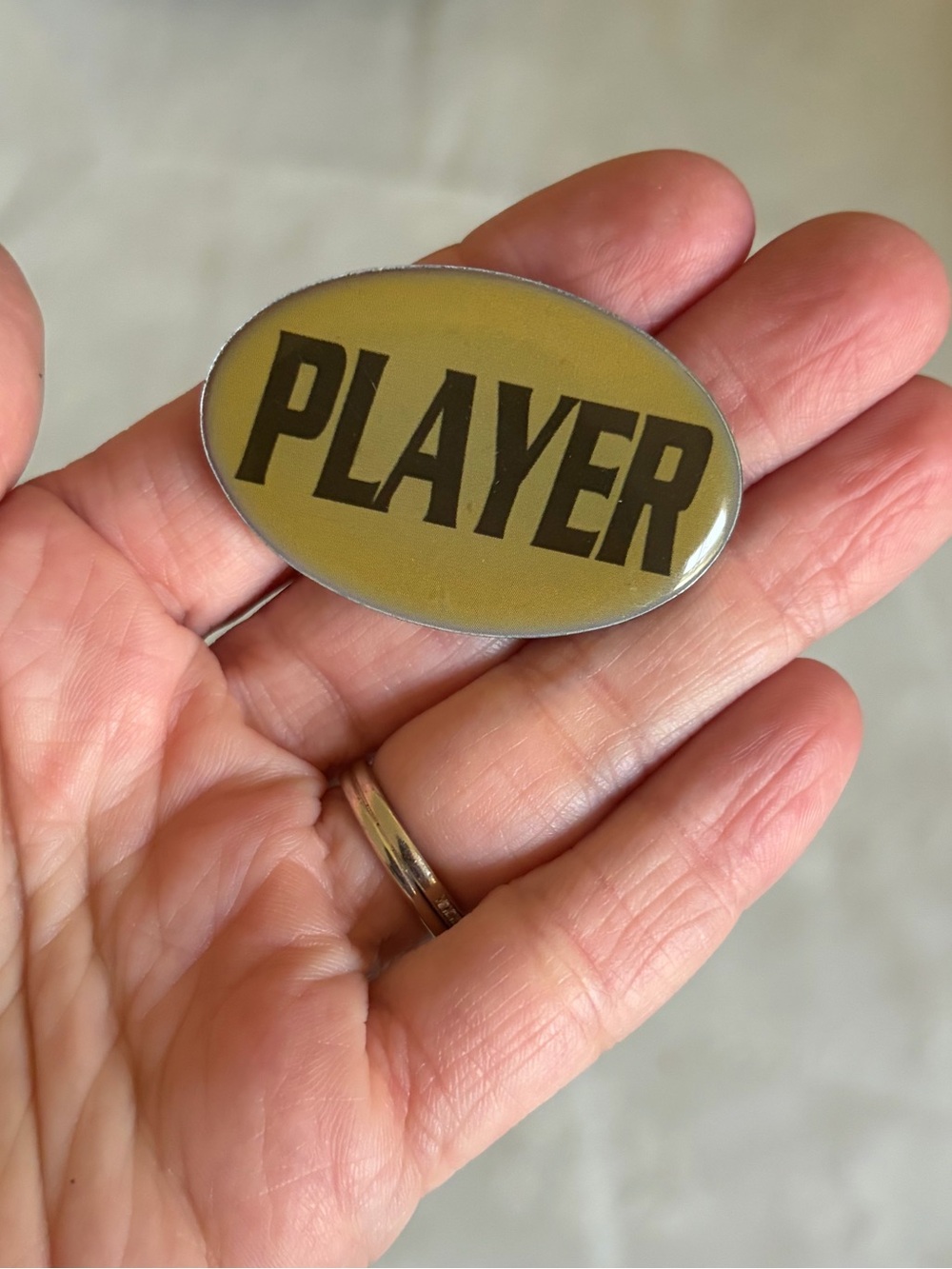 Vintage PLAYER Oval Enamel Pin - Yellow and Black